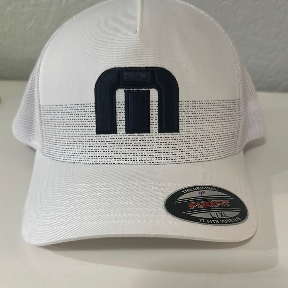 White Flexfit Cap with Black Logo